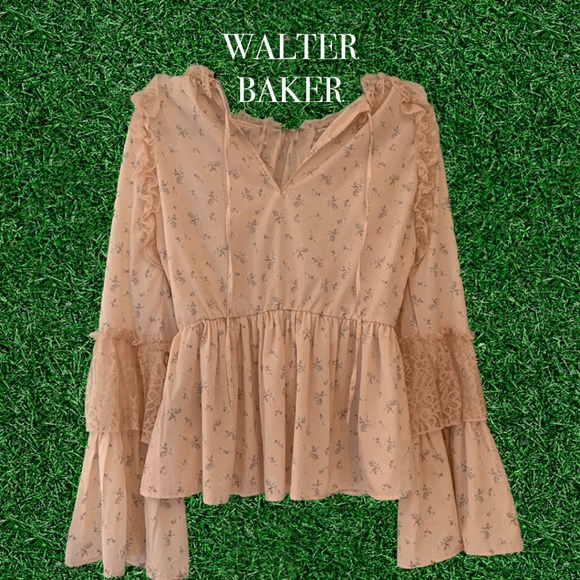 Walter Baker Tops - NWOT Walter Baker peplum pale pink floral blouse